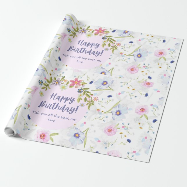Happy Birthday Banner Wrapping Paper (Unrolled)