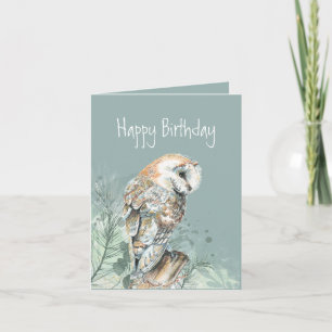Happy Birthday Barn Owl Greeting Holiday Card