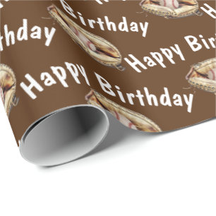 Happy Birthday baseball in glove Wrapping Paper