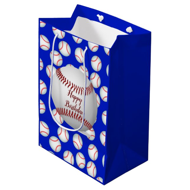 Happy Birthday Baseball Medium Gift Bag (Front Angled)