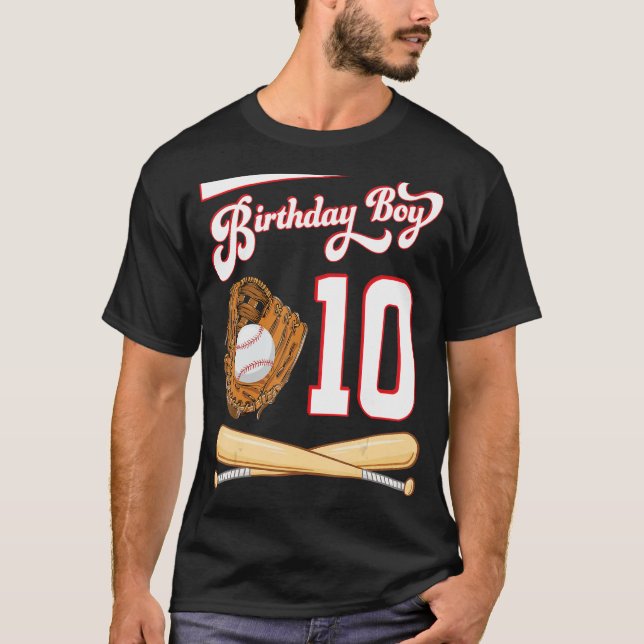Happy Birthday Baseball Player Boy 10 Years Old To T-Shirt (Front)