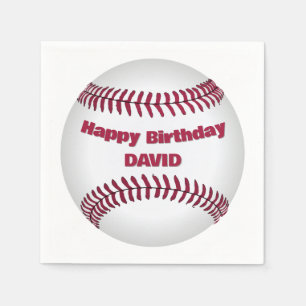 Happy Birthday Baseball With Name Napkin