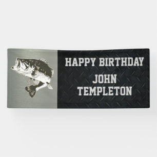 Happy Birthday Bass Fishing Men's Banner