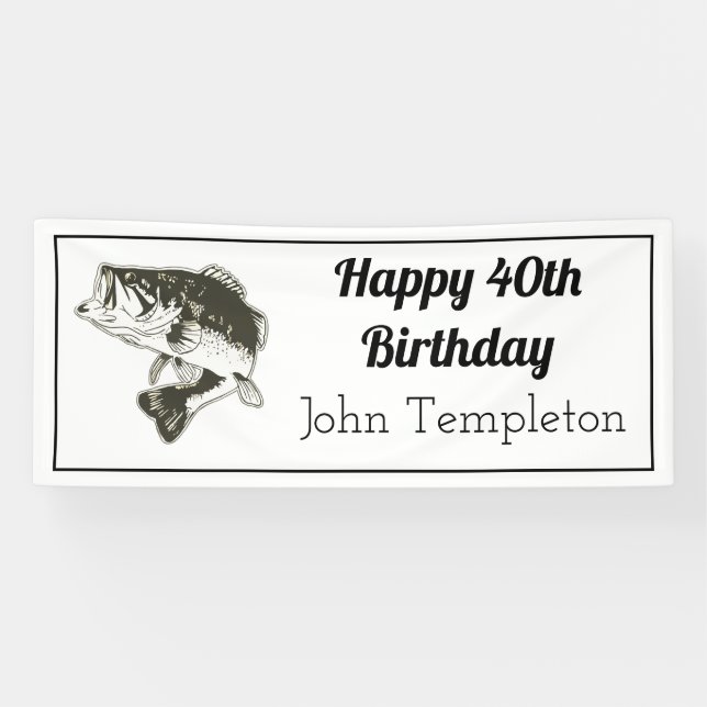 Happy Birthday Bass Fishing Men's Banner (Horizontal)