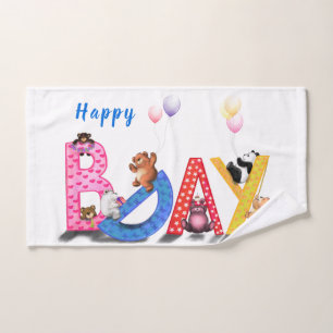 Happy Birthday Bath Towels with Baby Bears Party