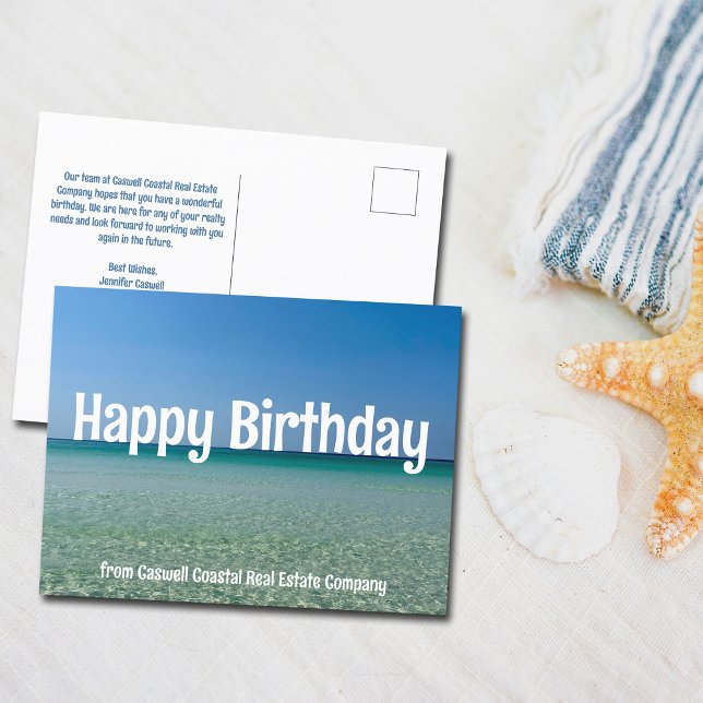 Happy Birthday Beach Company Custom Coastal Postcard (Creator Uploaded)