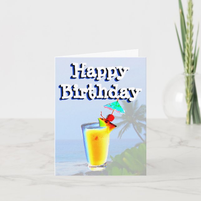 Happy Birthday Beach Fun Card (Front)
