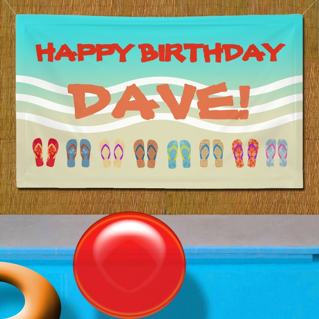 Happy Birthday Beach Party Custom Banner (Creator Uploaded)