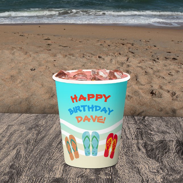 Happy Birthday Beach Party Custom  Paper Cups (Creator Uploaded)