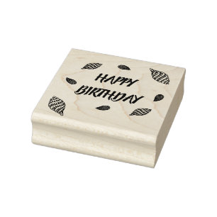 Happy Birthday Beach Party Seashells Rubber Stamp