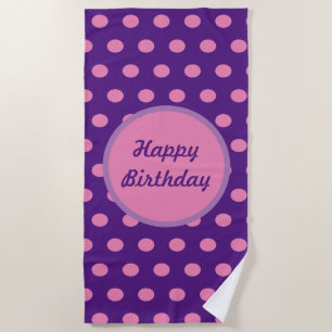 Happy Birthday Beach Towel (Purple & Pink)
