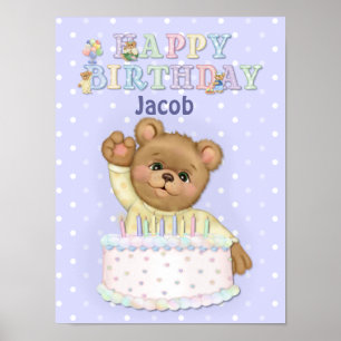 Happy Birthday Bear Boy - Customise Poster