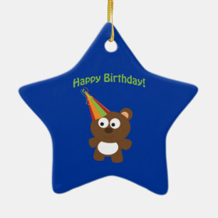 Happy Birthday! Bear Ceramic Tree Decoration
