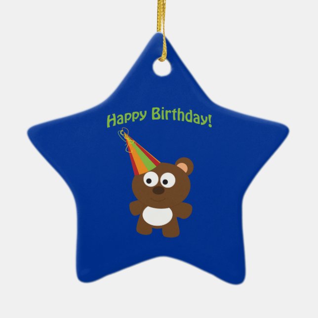 Happy Birthday! Bear Ceramic Tree Decoration (Back)