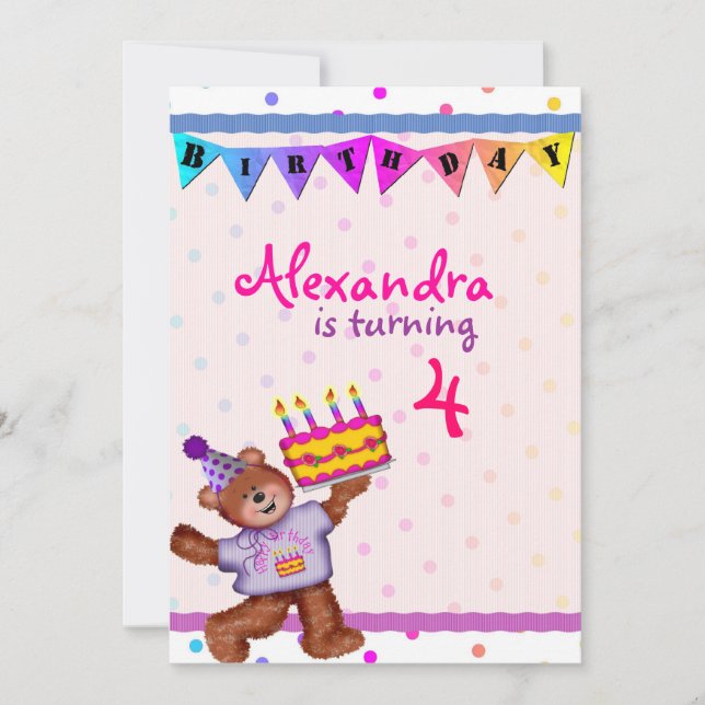 Happy Birthday Bear Invitation (Front)