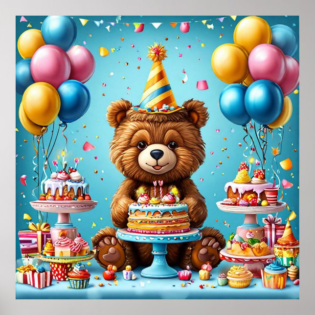 Happy Birthday Bear Kids Celebration Decor (Front)
