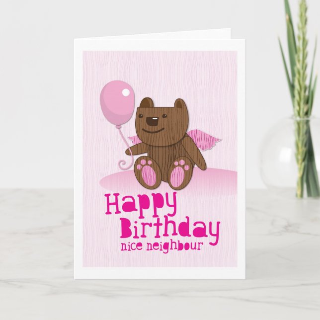 Happy birthday Bear Nice Neighbour Card (Front)