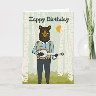 Happy Birthday - Bear playing Banjo Birthday Card