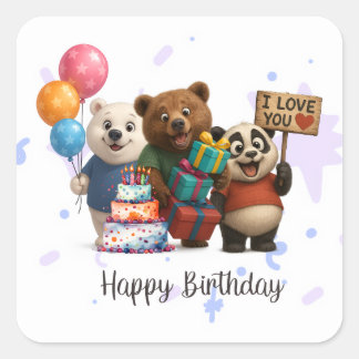 Happy Birthday Bears & Panda Sticker