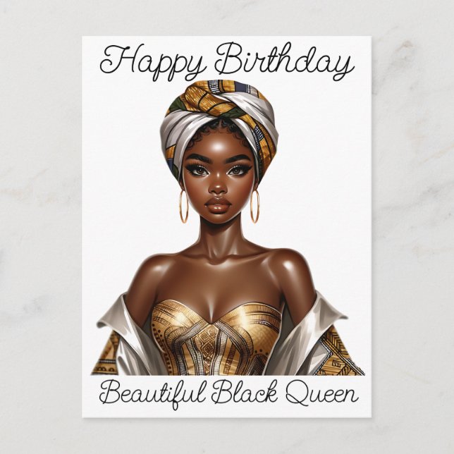 Happy birthday, beautiful, black queen, melanin po postcard (Front)