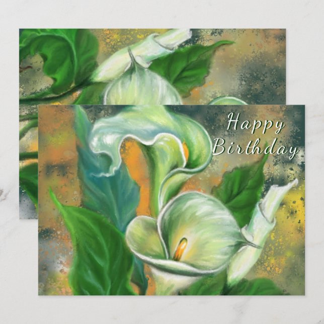 Happy Birthday - Beautiful Calla Lily Flower - (Front/Back)