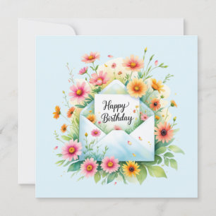Happy birthday & beautiful flowers Greeting Card