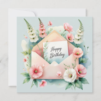 Happy birthday & beautiful flowers Greeting Card