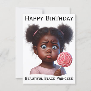 Happy birthday, beautiful girl, black princess postcard