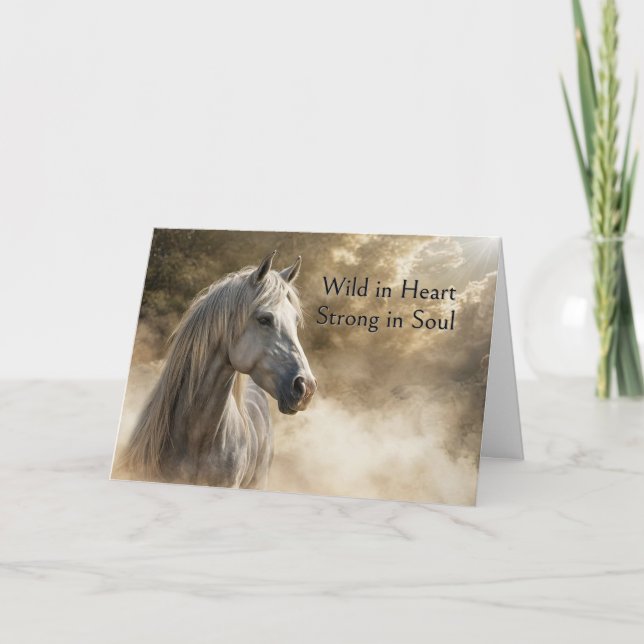 Happy Birthday Beautiful Horse Spiritual Timeless  Holiday Card (Front)