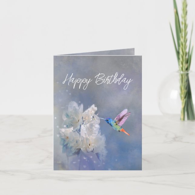 Happy Birthday Beautiful Humming Bird  Thank You Card (Front)