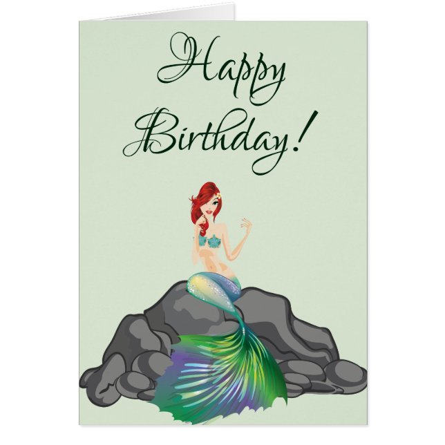 Happy Birthday Beautiful Mermaid Greeting Card (Front)