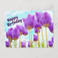 Happy Birthday Beautiful Purple Tulips 