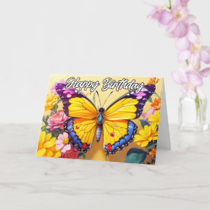 Happy Birthday Beautiful Spring Butterfly Design Card