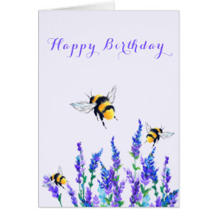 Happy Birthday - Beautiful Spring Flowers and Bees
