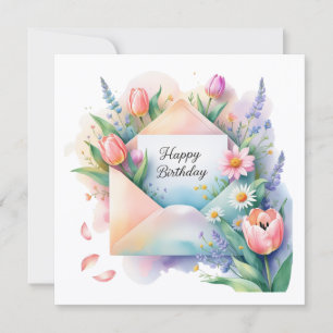 Happy birthday & beautiful spring flowers Card