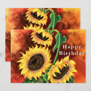 Happy Birthday - Beautiful Three Sunflowers -