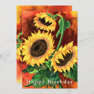 Happy Birthday - Beautiful Three Sunflowers