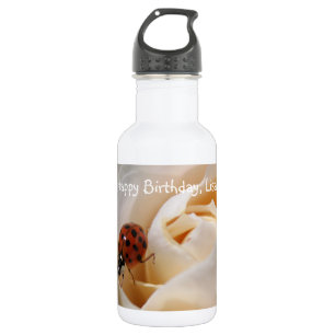 Happy birthday. Beautiful white rose flower 532 Ml Water Bottle