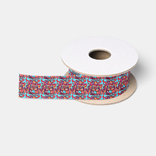 happy birthday beaver cartoon style illustration satin ribbon