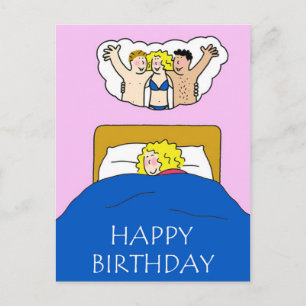 Happy Birthday Bedroom Fantasy Humor for Her Postcard