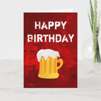 Happy Birthday Beer Mug on Grunge Red Abstract