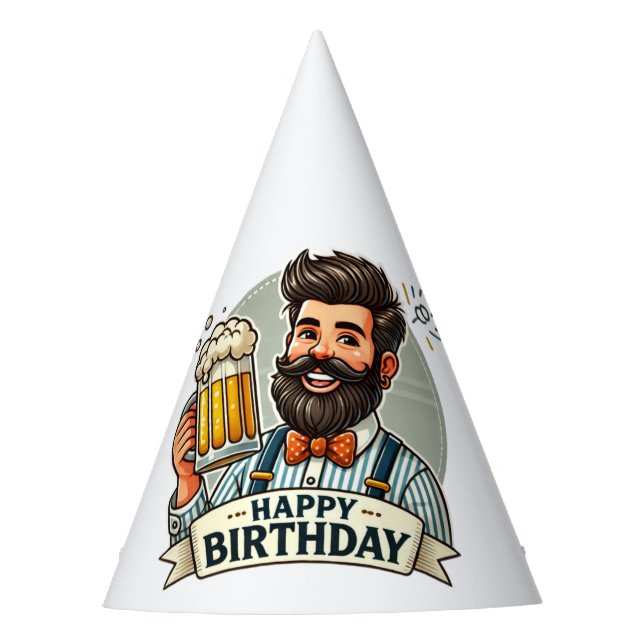 Happy Birthday Beer Party Hat for Men (Front)
