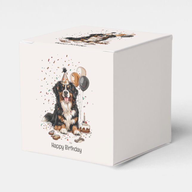 Happy Birthday Bernese Mountain Dog Favour Box (Front Side)