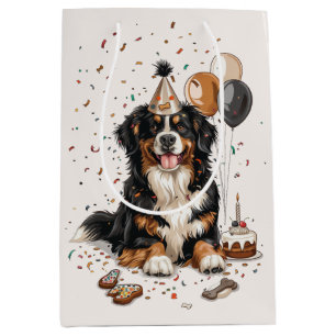 Happy Birthday Bernese Mountain Dog Medium Gift Bag