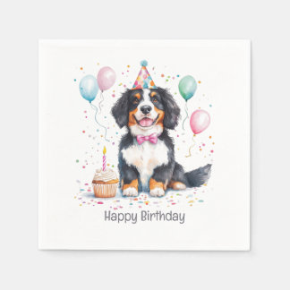 Happy Birthday Bernese Mountain Dog Napkin
