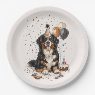 Happy Birthday Bernese Mountain Dog Paper Plate