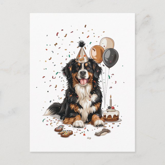 Happy Birthday Bernese Mountain Dog Postcard (Front)