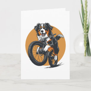 Happy Birthday Bernese Mountain Dog Riding A Bike Card