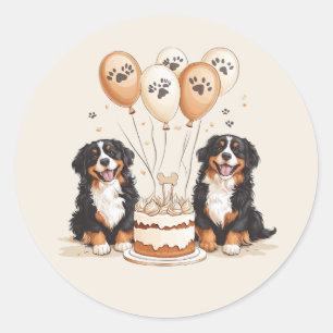 Happy Birthday Bernese Mountain Dogs Classic Round Sticker