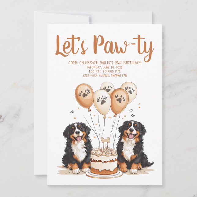 Happy Birthday Bernese Mountain Dogs Invitation (Front)